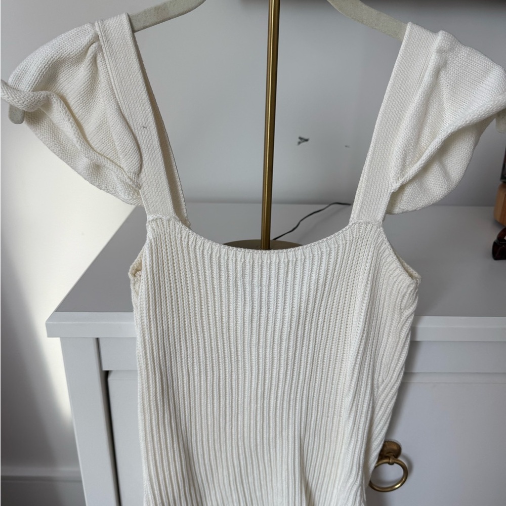 Anthropologie Cream Ribbed Tank Top